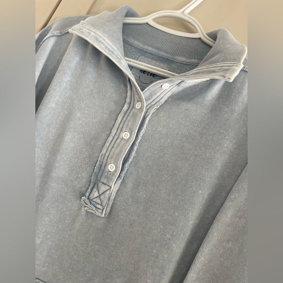 NWT Aerie Vintage Popover Polo Oversized Sweatshirt in “Cloud Wash” - Picture 8 of 14